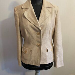 Talbots Tan/Cream Tweed blazer, size 8
